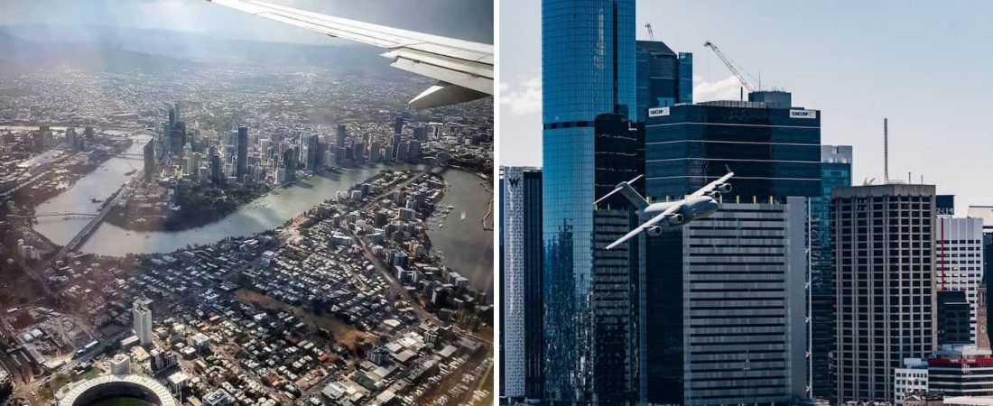 Un sorprendente video de un avión volando por Brisbane, Australia genera opiniones divididas