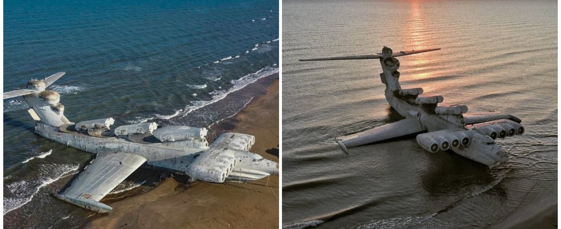 Uno de los aviones más singulares y grandes del mundo fue abandonado en la playa