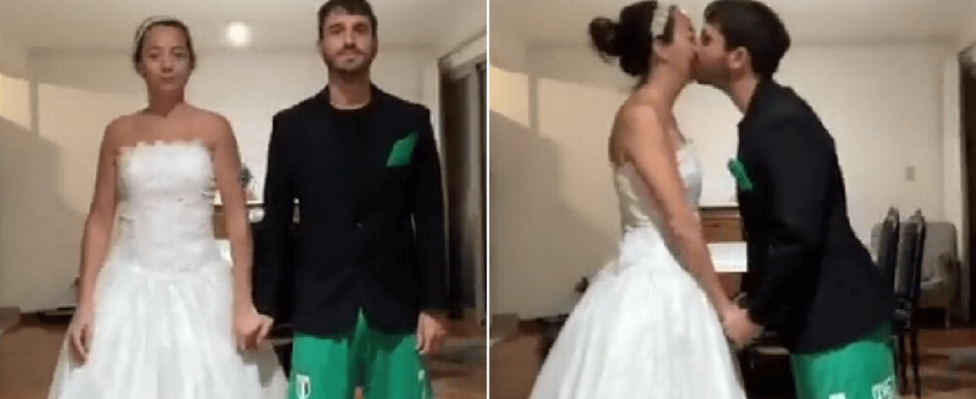 Viral Una pareja celebró su matrimonio en su departamento a pesar de que se cancelara su festejo por el coronavirus