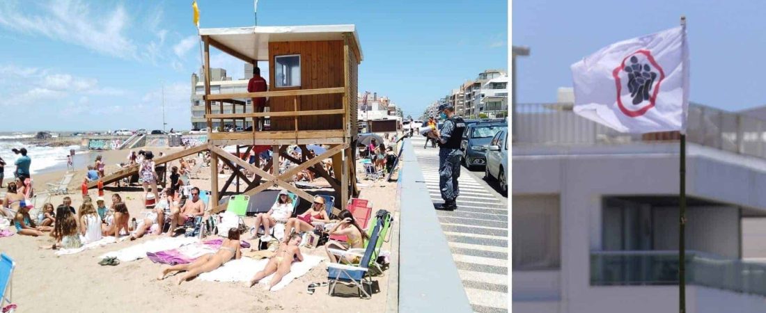 Uruguay utilizó por primera vez la nueva bandera de "aglomeración" en una de sus playas de Punta del Este