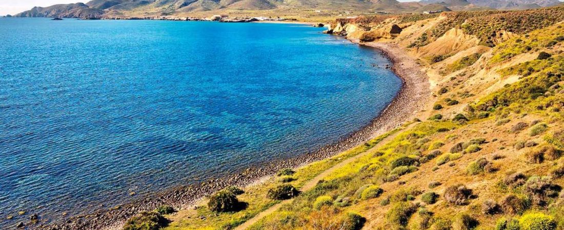 Arch beach in Cabo de Gata from La isleta. Almeria. Andalucia. Spain.; Shutterstock ID 2339625229; purchase_order: -; job: -; client: -; other: -