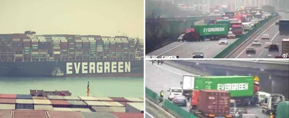 Un camión con cargamento de la misma compañía que el barco del canal de Suez detuvo el tránsito en una autopista