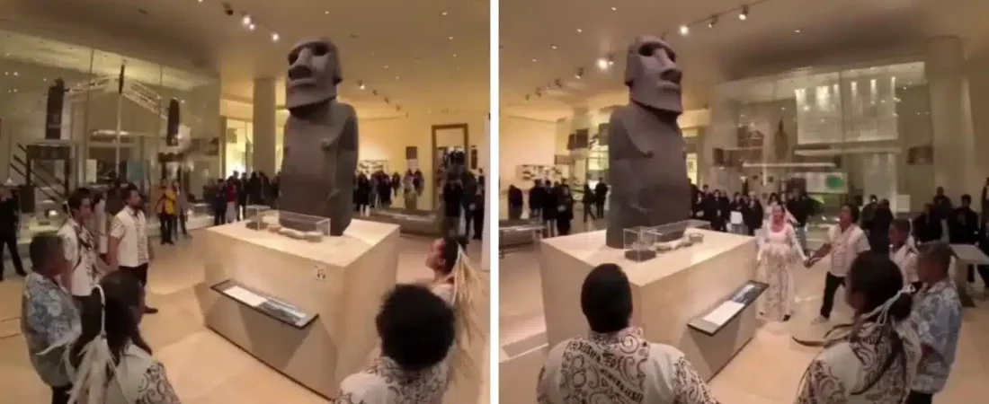 delegacion-de-rapa-nui-realizan-solemne-acto-frente-a-moai-en-museo-britanico-en-londres