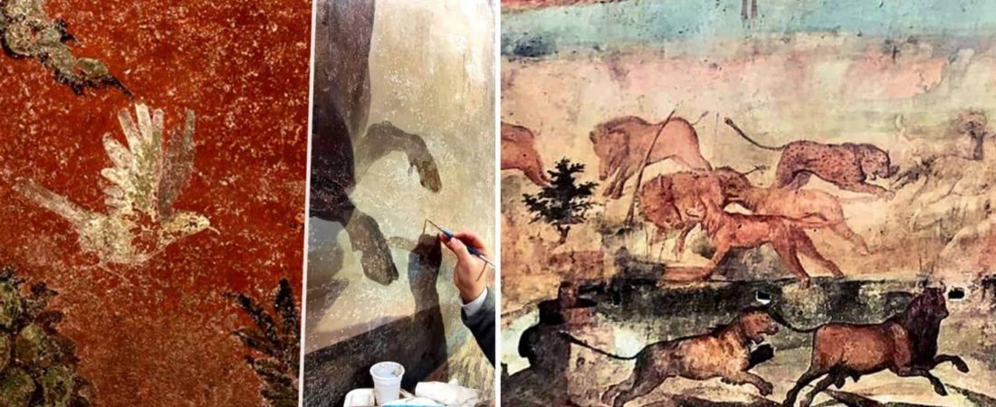 En Pompeya lograron restaurar un enorme fresco con paisajes egipcios que pertenecía a un magistrado romano