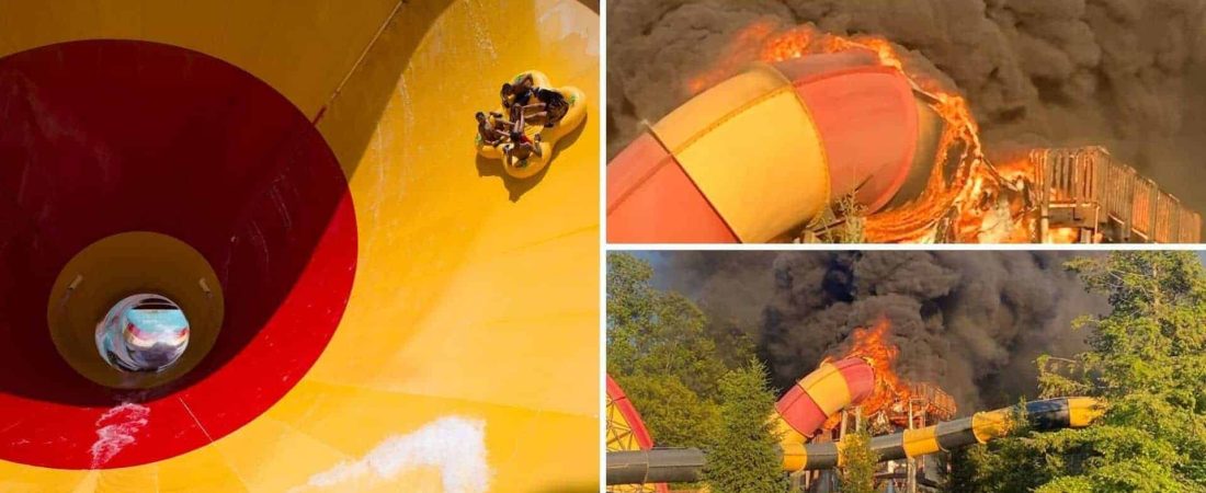 En Estados Unidos se incendió un tobogán de agua cuyo nombre era 'High Anxiety'