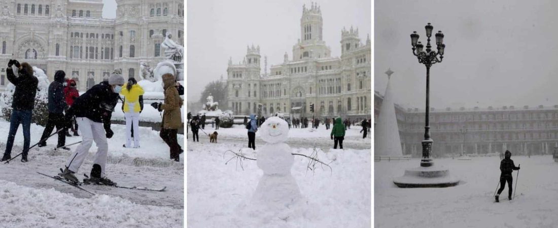 Una nevada histórica convirtió a Madrid en una pista improvisada de esquí