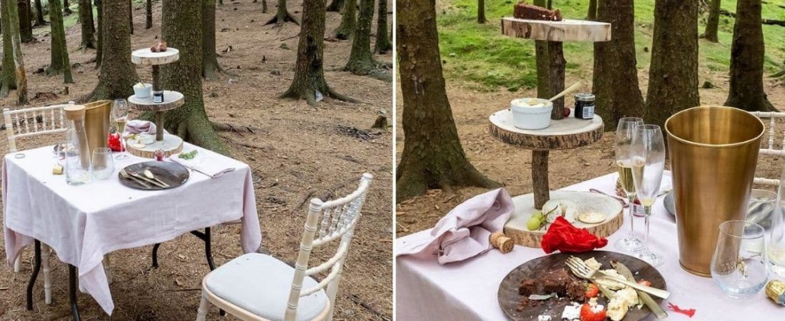 Una mesa con un 'té para dos' fue encontrado misteriosamente abandonado en el medio del bosque