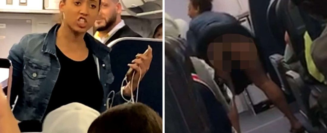 Mujer Alcoholizada en pleno vuelo