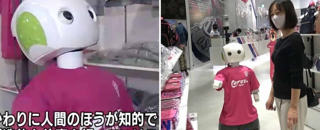 Japón: un negocio de Osaka cuenta con su propio robot que se encarga de pedir a los clientes que usen mascarilla y que cumplan con la distancia social