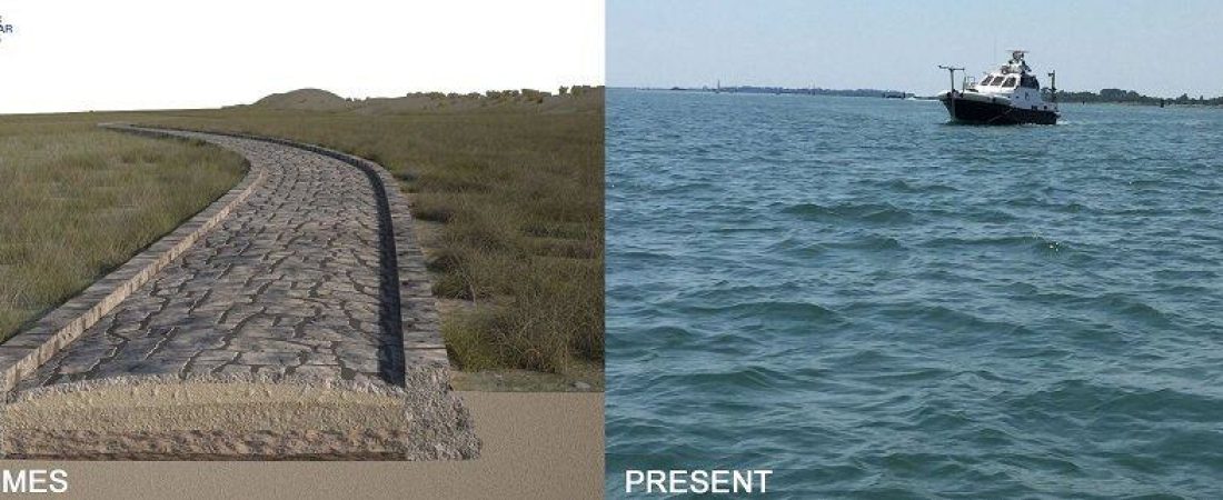 Restos de una antigua calzada romana fueron descubiertos bajo la laguna de Venecia