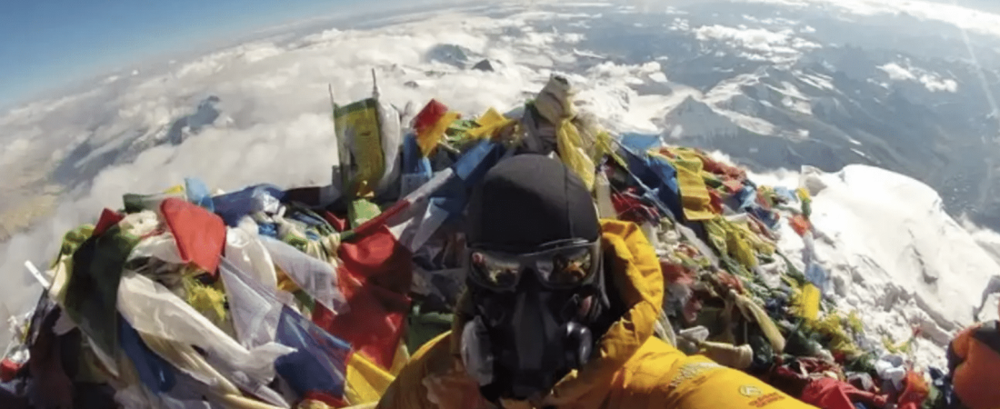 selfie desde la cima del Monte Everest