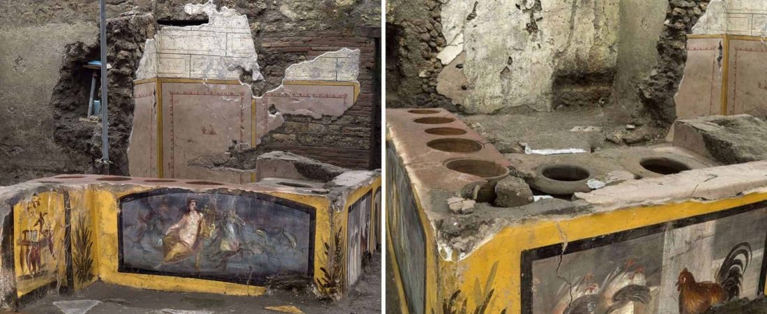 Descubrieron un termopolio bajo las cenizas de Pompeya, sería el equivalente a un restaurante de comida rápida actual