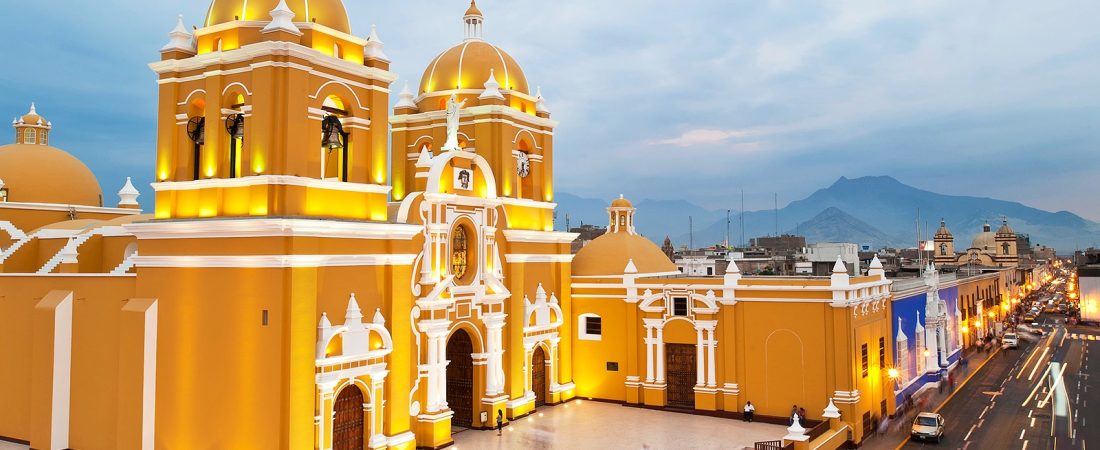 Peru, La Libertad province, north coast, Trujillo, Plaza de Armas, the cathedral